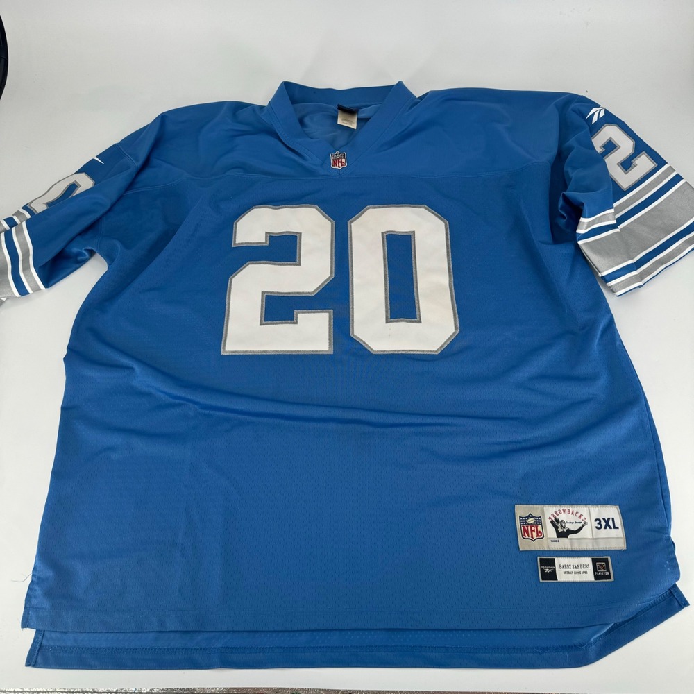 Reebok NFL Classic Barry Sanders Detroit Lions 1996 Throwback Jersey Blue 3XL